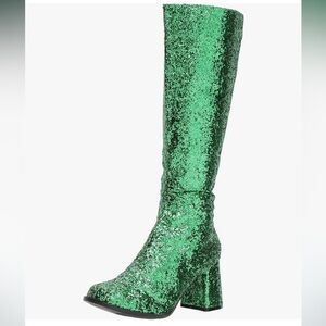 Green glitter disco gogo boots for the holidays, Christmas, St. Patrick’s day